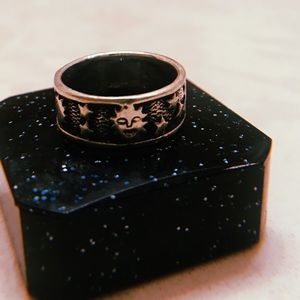Sterling silver, galaxy, moon & stars ring